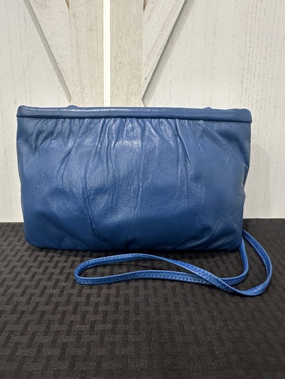 Vintage Mardane U.S.A. Blue Leather Clutch Shoulder Bag